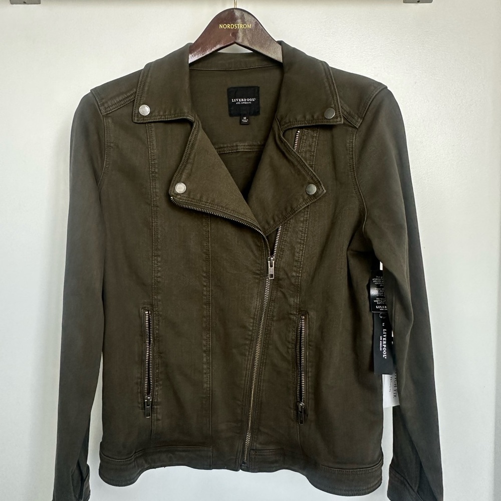 Bradford Moto Denim Jacket in Olive Night